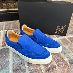 Blue Suede Women's Slip-On Shoes by The Office of Angela Scott (New)